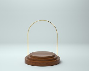 3d render of background with a pedestal and a showcase, abstract minimal concept, blank space, simple clean design, minimalist mockup