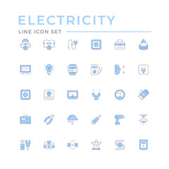 Set color line icons of electricity
