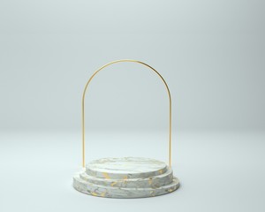 3d render of background with a pedestal and a showcase, abstract minimal concept, blank space, simple clean design, minimalist mockup