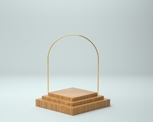 3d render of background with a pedestal and a showcase, abstract minimal concept, blank space, simple clean design, minimalist mockup