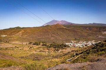 Distance view on the mountain village in Los Gigantes mountains, Tenerife
