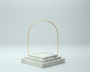 3d render of background with a pedestal and a showcase, abstract minimal concept, blank space, simple clean design, minimalist mockup