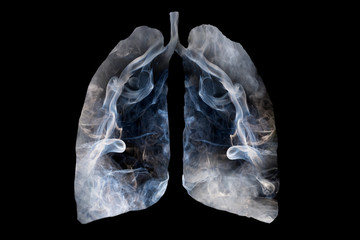 Illustration of a toxic smoke formation shaped as the human lung, The concept of cigarette smoker...