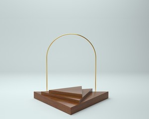 3d render of background with a pedestal and a showcase, abstract minimal concept, blank space, simple clean design, minimalist mockup