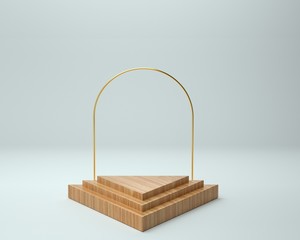 3d render of background with a pedestal and a showcase, abstract minimal concept, blank space, simple clean design, minimalist mockup