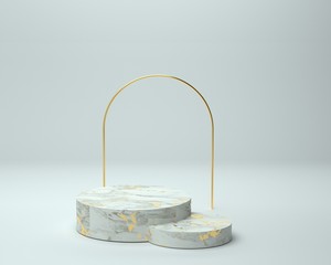 3d render of background with a pedestal and a showcase, abstract minimal concept, blank space, simple clean design, minimalist mockup