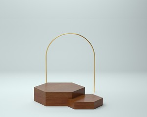 3d render of background with a pedestal and a showcase, abstract minimal concept, blank space, simple clean design, minimalist mockup