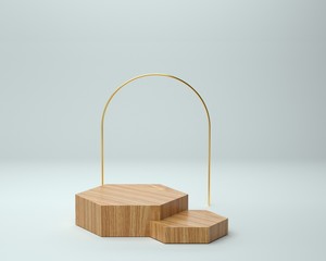 3d render of background with a pedestal and a showcase, abstract minimal concept, blank space, simple clean design, minimalist mockup