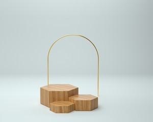 3d render of background with a pedestal and a showcase, abstract minimal concept, blank space, simple clean design, minimalist mockup