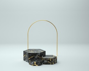 3d render of background with a pedestal and a showcase, abstract minimal concept, blank space, simple clean design, minimalist mockup