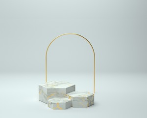 3d render of background with a pedestal and a showcase, abstract minimal concept, blank space, simple clean design, minimalist mockup