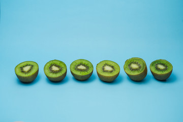 Kiwi fruit in the Blue background