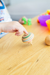 Toddler Girl Playing With Easter Toys