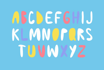 Vector lettering alphabet. Hand made hipster funny font. Trendy Letters Cartoon text in 90s style