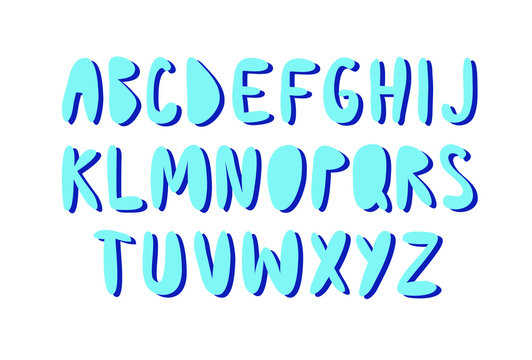 Vector lettering alphabet. Hand made hipster funny font. Trendy Letters Cartoon text in 90s style