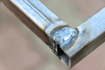 Weld seam. Metal profile. Welding seam. Welded joint. Welding work