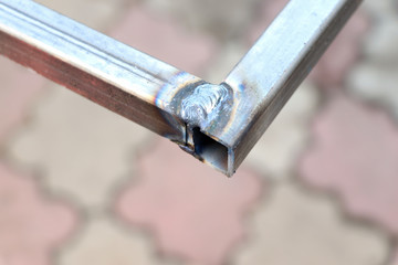 Weld seam. Metal profile. Welding seam. Welded joint. Welding work