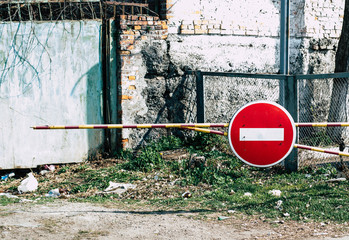 STOP sign on the barrier