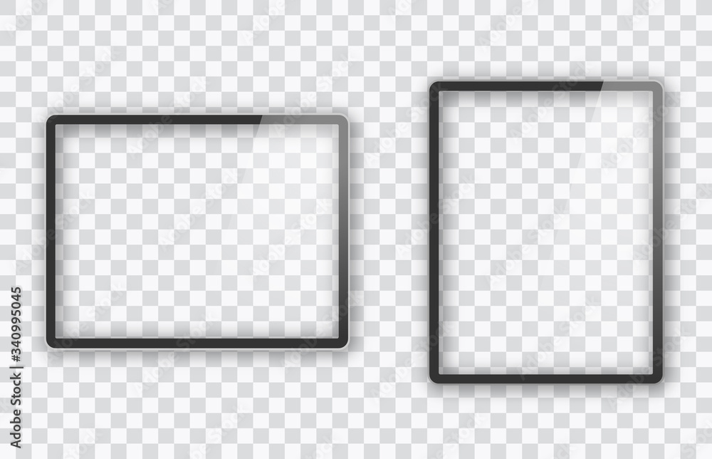 Aufkleber two realistic tablet pc computer with transparent screen isolated on background. can use for templat