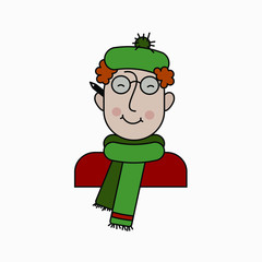 vector character. Artist in a beret with a pencil behind his ear	
