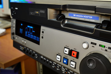 Professional video recorder in TV production studio. DVCpro format