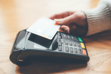Contactless payment for purchases by card. 