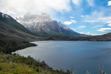 Naklejka na ściany i meble Lake Nordenskjold, in Torrres del paine, Chile - W trekking circuit.