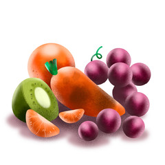 Beautiful and meaningful Mixed likes Kiwi, Orange, Carrot, grape fruit good for use as background or isolated graphic design element and also use in card design too, illustration design element