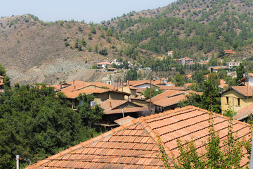 The roofs of the houses in village of Kakopetria in Cyprus on a sunny day