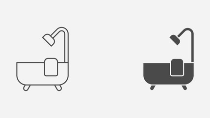 Bathtub outline and filled vector icon sign symbol