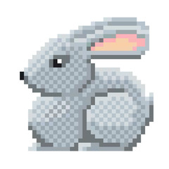 Obraz premium pixel art white rabbit icon, vector