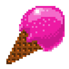 pixel art ice cream icon, vector