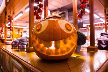 halloween, pumpkin, orange, autumn, holiday, jack-o-lantern, fall, lantern, face, candle, carved,...