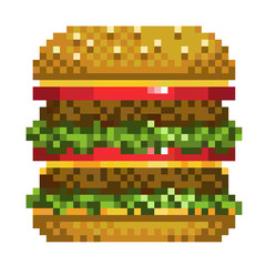 pixel burger icon, 32X23 pix, Vector illustration