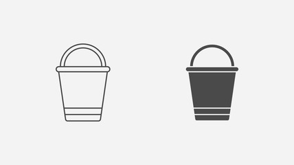 Bucket outline and filled vector icon sign symbol