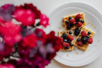 Waffle with fresh berries