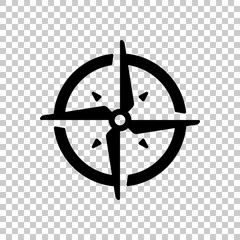 Simple compass or wind rose. Black symbol on transparent background