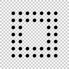 Digital dotted stop symbol, square shape. Black symbol on transparent background