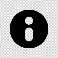 Information symbol in circle, inform desk, i letter. Black symbol on transparent background