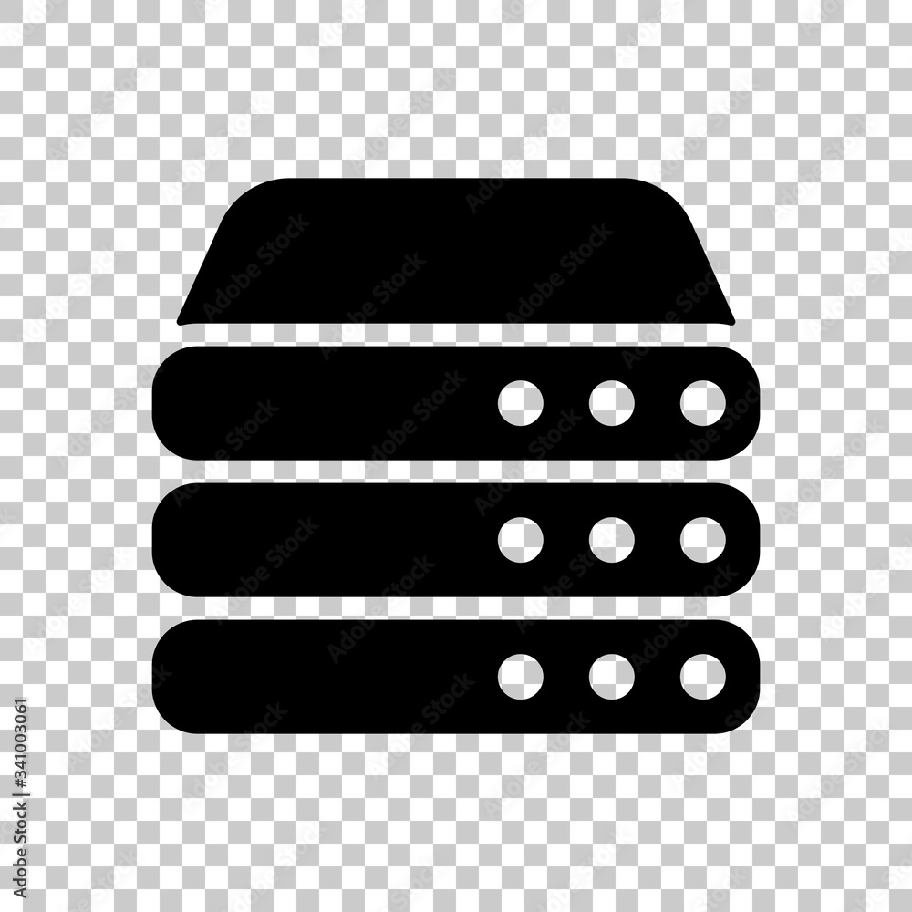 Poster database server, backup data, computer network, cloud hardware. black symbol on transparent backgrou