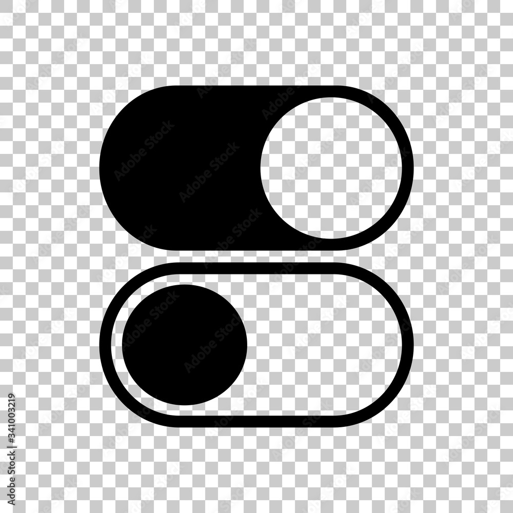 Poster switch on or off, app slider. black symbol on transparent background