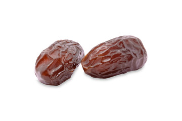 Dried date palm fruit isolated on white background with clipping path. dry fruit concept.