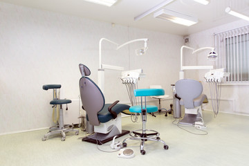 Interior dental office - chair and tools