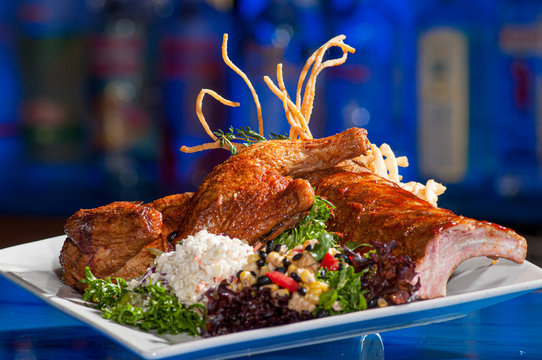 Chicken And Ribs With Southwestern Salad