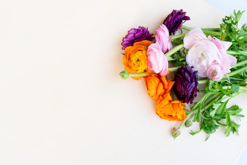 Flowers flat lay composition