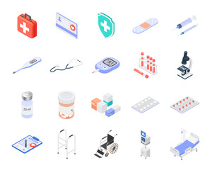 Set of isolated medical icons on a white background. Can be used for infographics, internet sites, web banners.