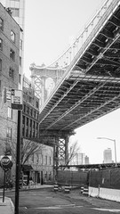 Black and White view from Underneath Manhattan Bridge