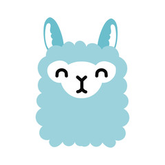 cute llama wild animal flat style icon