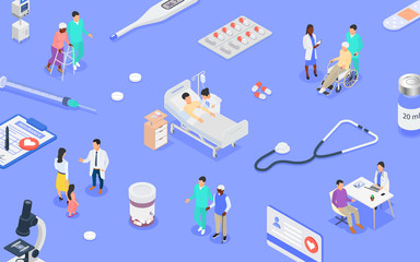 Healthcare concept. Medical consultation, disease prevention and treatment of patients of different ages in the clinic.