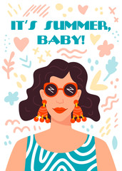 Vector illustration of a woman in a summer outfit.